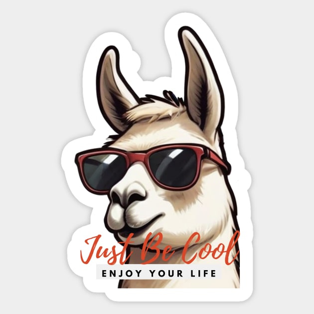 Just Be Cool Llama with Sunglasses Sticker by ReaBelle